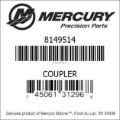 Bar codes for Mercury Marine part number 8149514