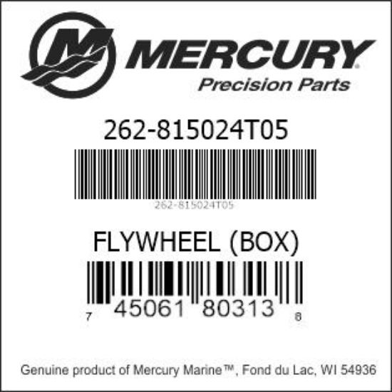 Bar codes for Mercury Marine part number 262-815024T05