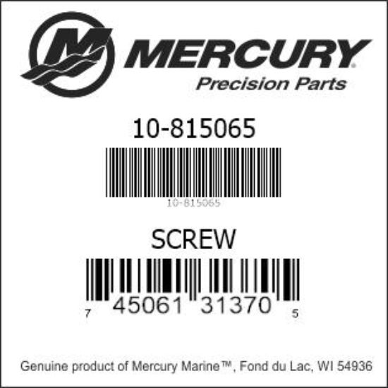 Bar codes for Mercury Marine part number 10-815065