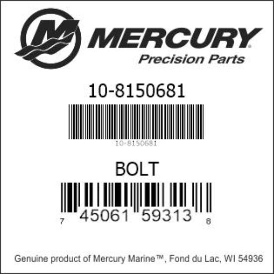 Bar codes for Mercury Marine part number 10-8150681