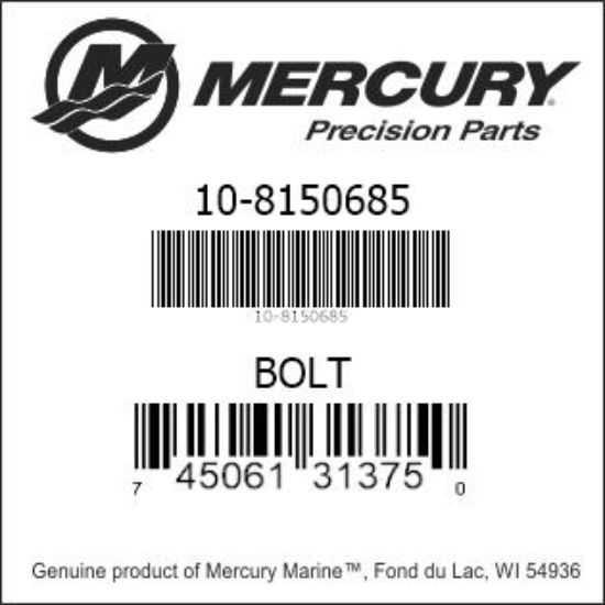 Bar codes for Mercury Marine part number 10-8150685