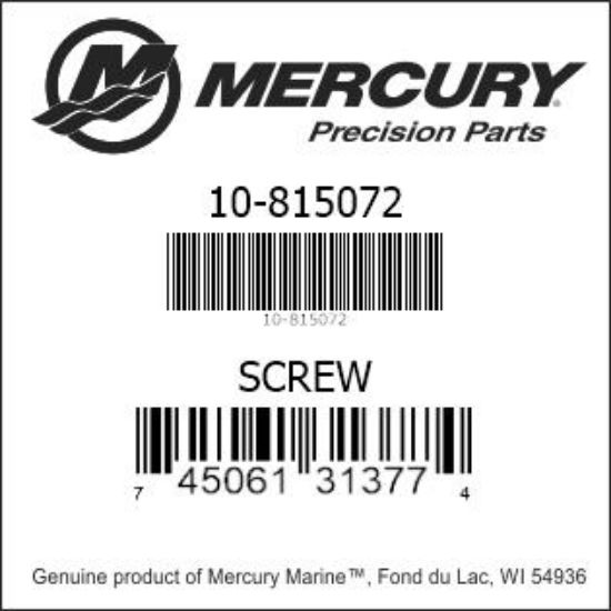 Bar codes for Mercury Marine part number 10-815072