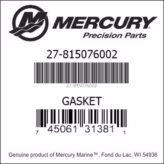 Bar codes for Mercury Marine part number 27-815076002