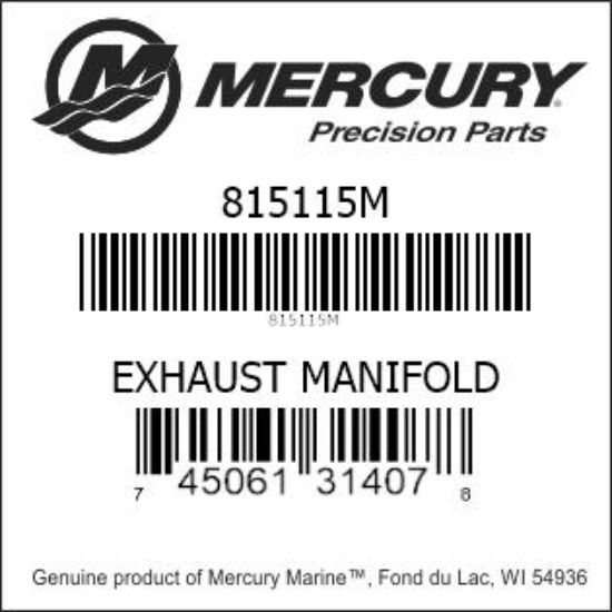 Bar codes for Mercury Marine part number 815115M
