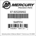 Bar codes for Mercury Marine part number 87-815200A02