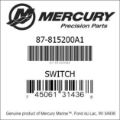 Bar codes for Mercury Marine part number 87-815200A1