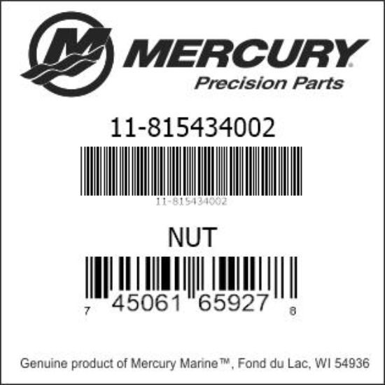 Bar codes for Mercury Marine part number 11-815434002