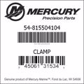Bar codes for Mercury Marine part number 54-815504104