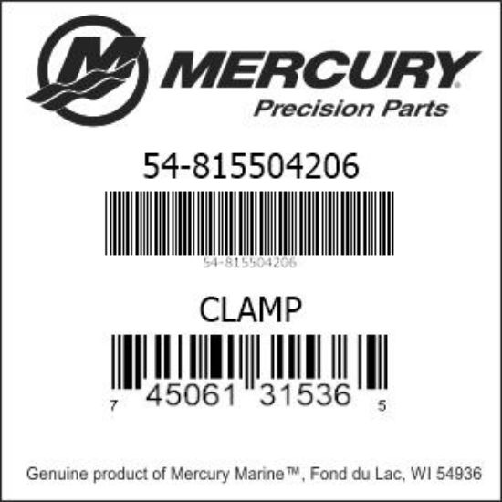 Bar codes for Mercury Marine part number 54-815504206