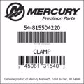 Bar codes for Mercury Marine part number 54-815504220