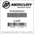 Bar codes for Mercury Marine part number 54-815504224