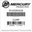 Mercury Marine part number 54-815504228 CLAMP Bar codes for Mercury Marine part number 54-815504228