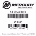 Bar codes for Mercury Marine part number 54-815504310