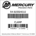 Bar codes for Mercury Marine part number 54-815504310