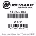 Bar codes for Mercury Marine part number 54-815504388