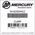 Bar codes for Mercury Marine part number 54-815504412