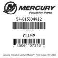 Bar codes for Mercury Marine part number 54-815504412