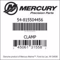 Bar codes for Mercury Marine part number 54-815504456