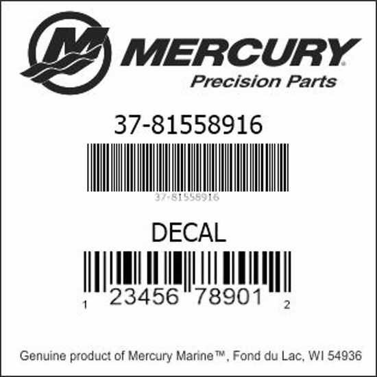 Bar codes for Mercury Marine part number 37-81558916