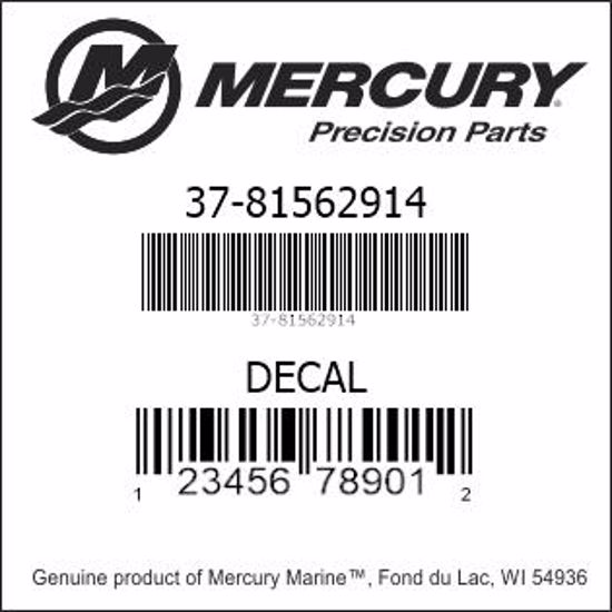 Bar codes for Mercury Marine part number 37-81562914