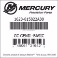 Bar codes for Mercury Marine part number 1623-815822A30