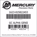 Bar codes for Mercury Marine part number 1623-815822A53