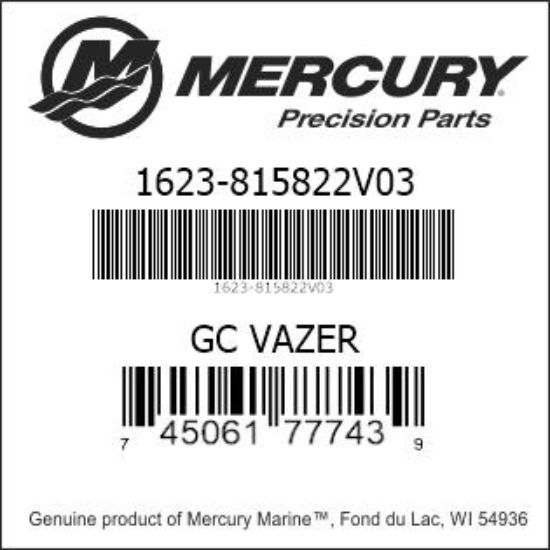 Bar codes for Mercury Marine part number 1623-815822V03