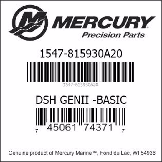 Bar codes for Mercury Marine part number 1547-815930A20