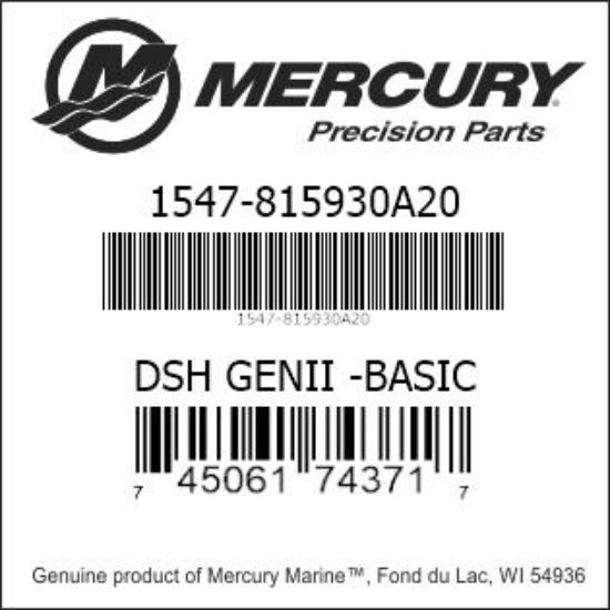 Bar codes for Mercury Marine part number 1547-815930A20