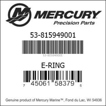 Mercury Marine part number 53-815949001 E-RING Bar codes for Mercury Marine part number 53-815949001