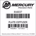 Bar codes for Mercury Marine part number 816037