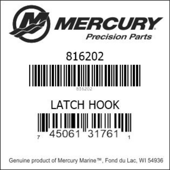 Bar codes for Mercury Marine part number 816202