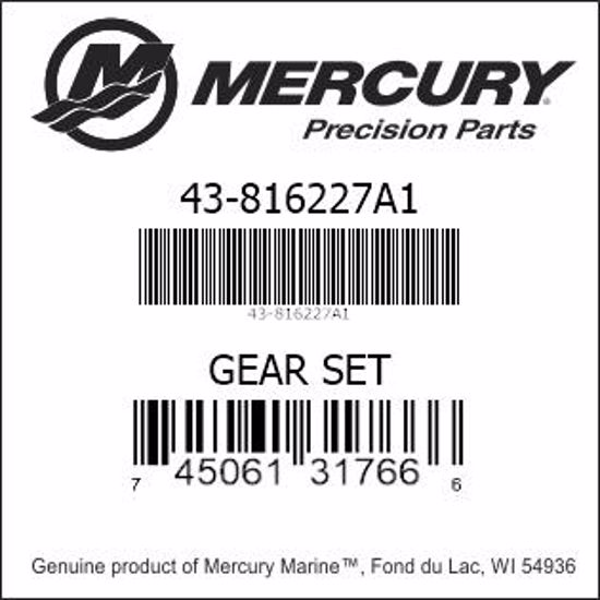 Bar codes for Mercury Marine part number 43-816227A1