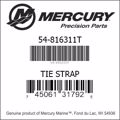 Bar codes for Mercury Marine part number 54-816311T