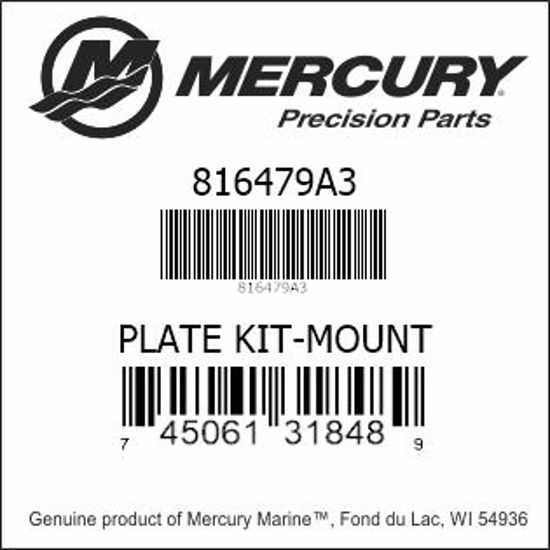 Bar codes for Mercury Marine part number 816479A3