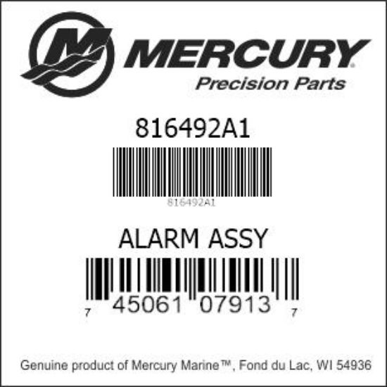 MercuryMercruiser 816492A1 ALARM ASSEMBLY, Audio Warning Genuine
