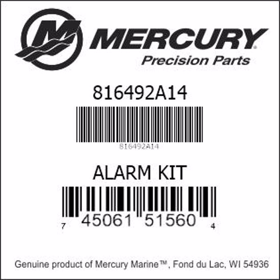 Bar codes for Mercury Marine part number 816492A14