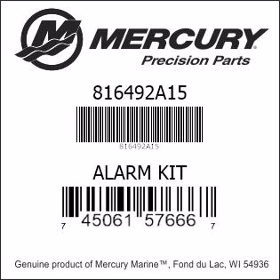 Bar codes for Mercury Marine part number 816492A15