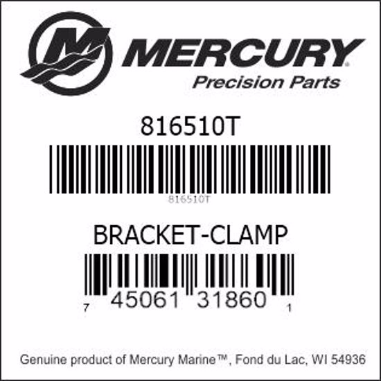 Bar codes for Mercury Marine part number 816510T
