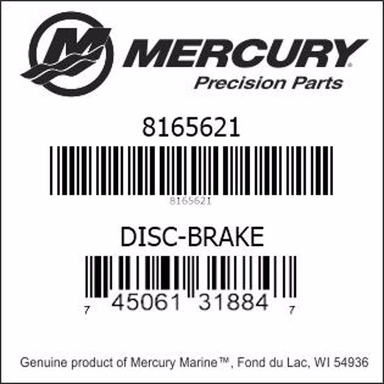 Bar codes for Mercury Marine part number 8165621