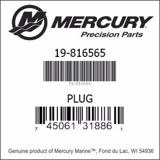 Bar codes for Mercury Marine part number 19-816565