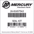 Bar codes for Mercury Marine part number 26-816575A3