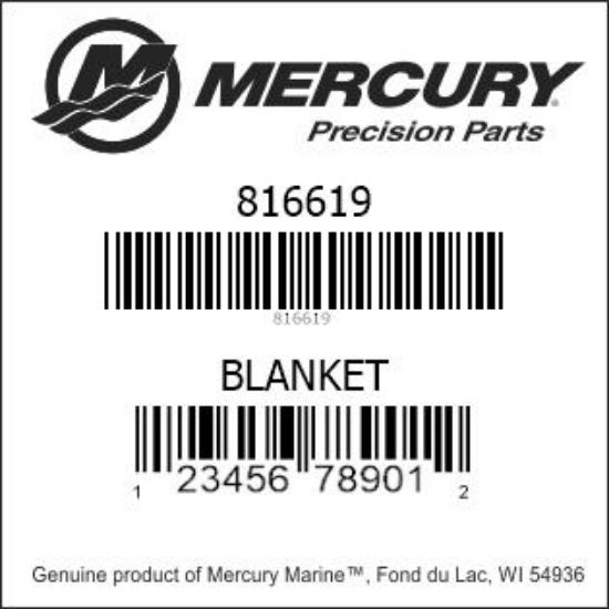 Bar codes for Mercury Marine part number 816619