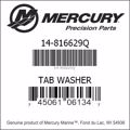 Bar codes for Mercury Marine part number 14-816629Q