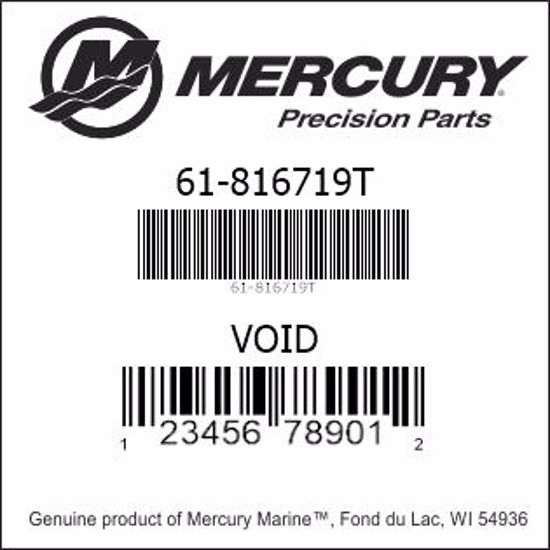 Bar codes for Mercury Marine part number 61-816719T