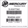Bar codes for Mercury Marine part number 31-816773A2