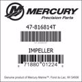 Bar codes for Mercury Marine part number 47-816814T
