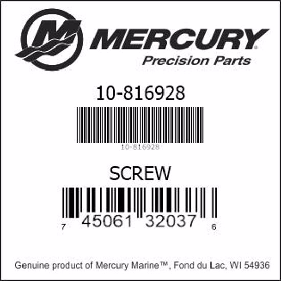 Bar codes for Mercury Marine part number 10-816928