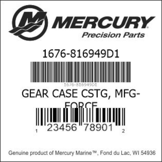 Bar codes for Mercury Marine part number 1676-816949D1