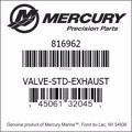 Bar codes for Mercury Marine part number 816962